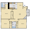 Three bedroom floor plan l Hilltop Garden in Carmichael Ca
